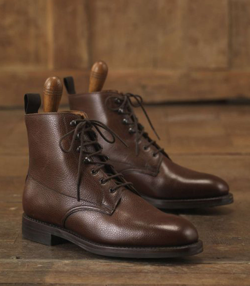 Women's Grain Leather Ankle Boot In Dark Brown