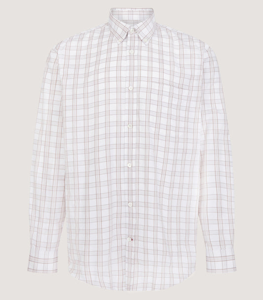 Men's Light Cotton Check Button Down Shirt In Taupe