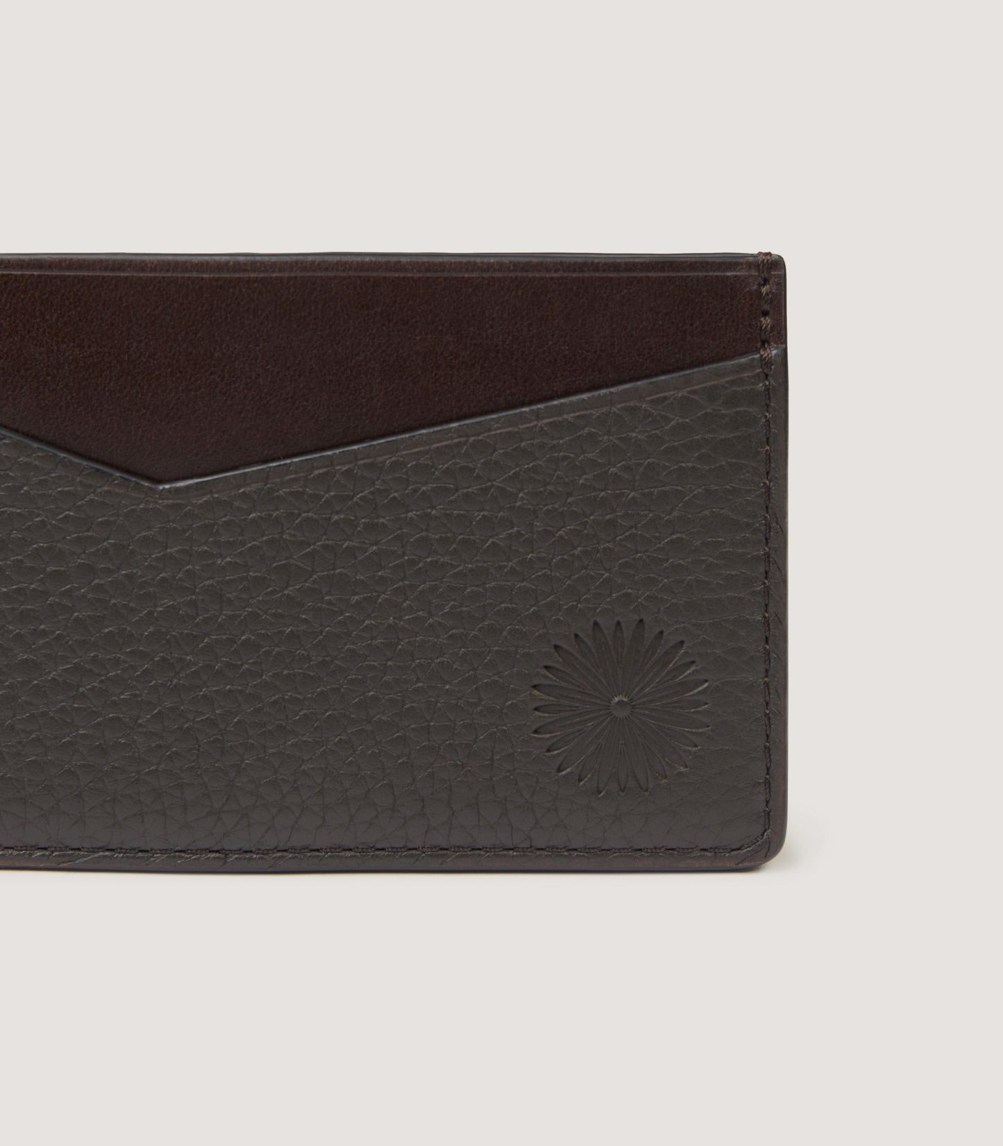 Featherburst Card Holder With D Ring In Dark Brown