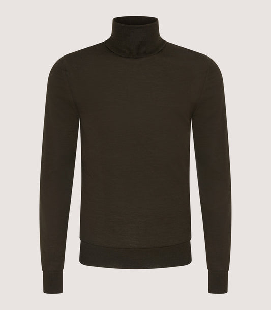 Men's Extra Fine Worsted Cashmere Seamless Turtleneck In Loden
