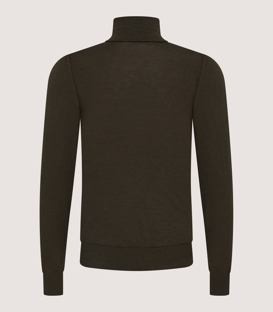 Men's Extra Fine Worsted Cashmere Seamless Turtleneck In Loden