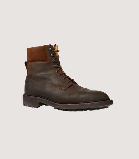 Men's Rough Out Nubuck Collared Boot With Commando Sole In Dark Brown