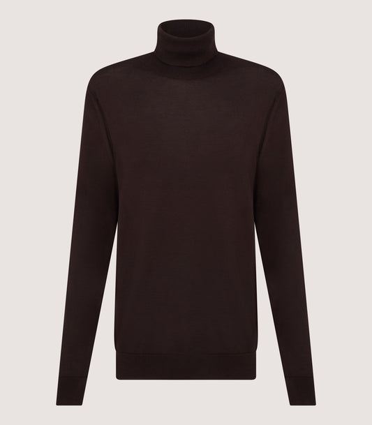 Women's Extra Fine Worsted Cashmere Turtleneck In Chocolate