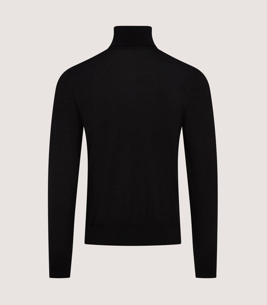 Men's Extra Fine Worsted Cashmere Seamless Turtleneck In Black
