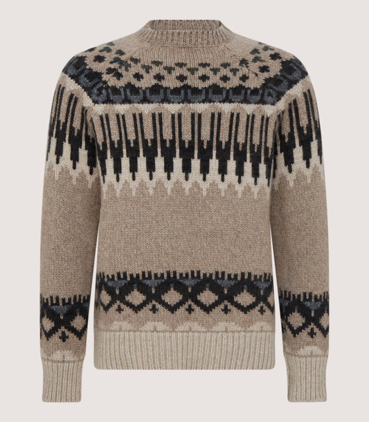 Men's Cashmere Fairisle Falcon Crew Neck Sweater