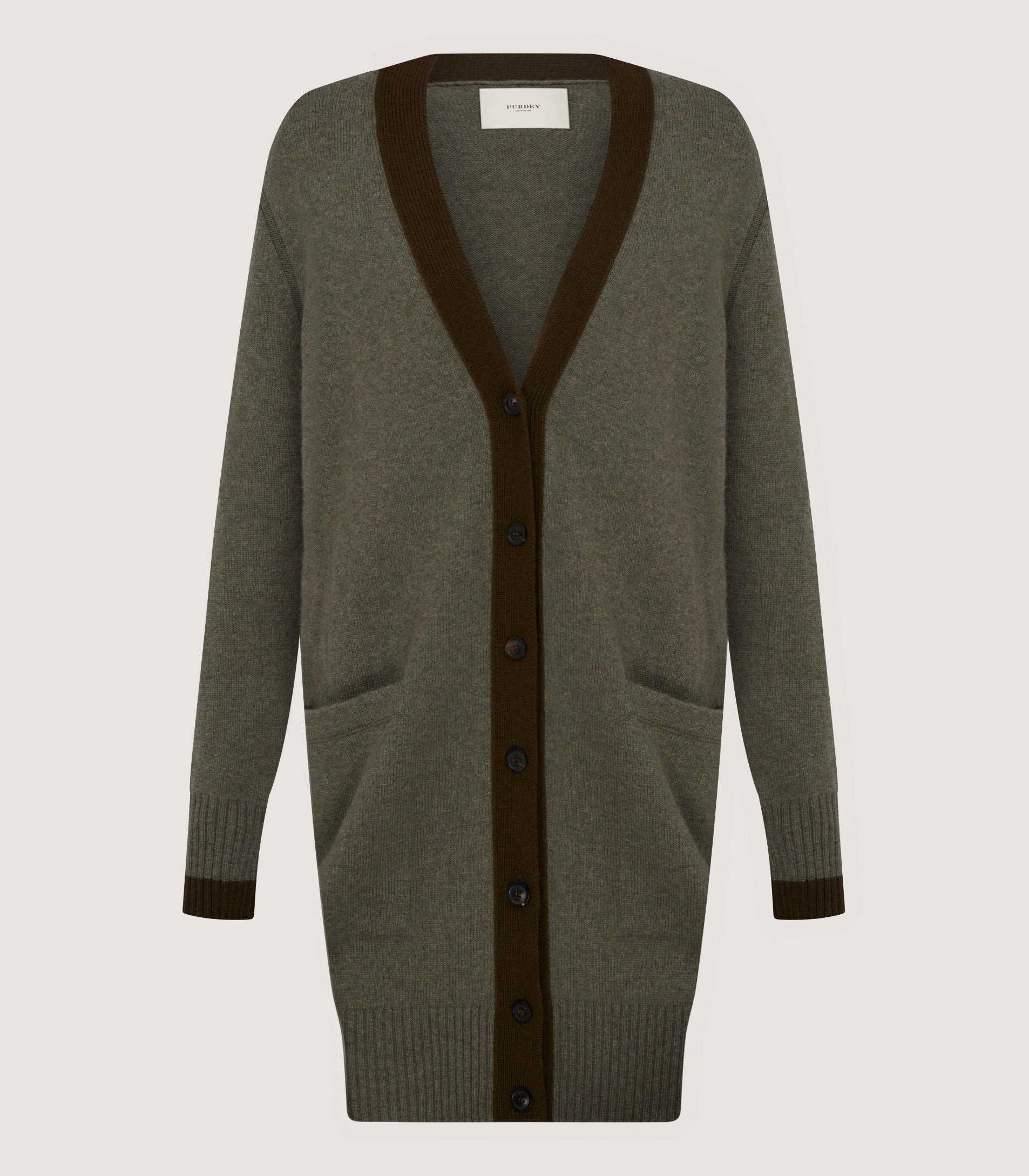 Women's Bi Colour Cardigan In Moss – Purdey