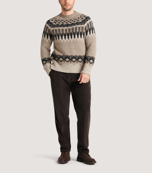 Men's Cashmere Fairisle Falcon Crew Neck Sweater