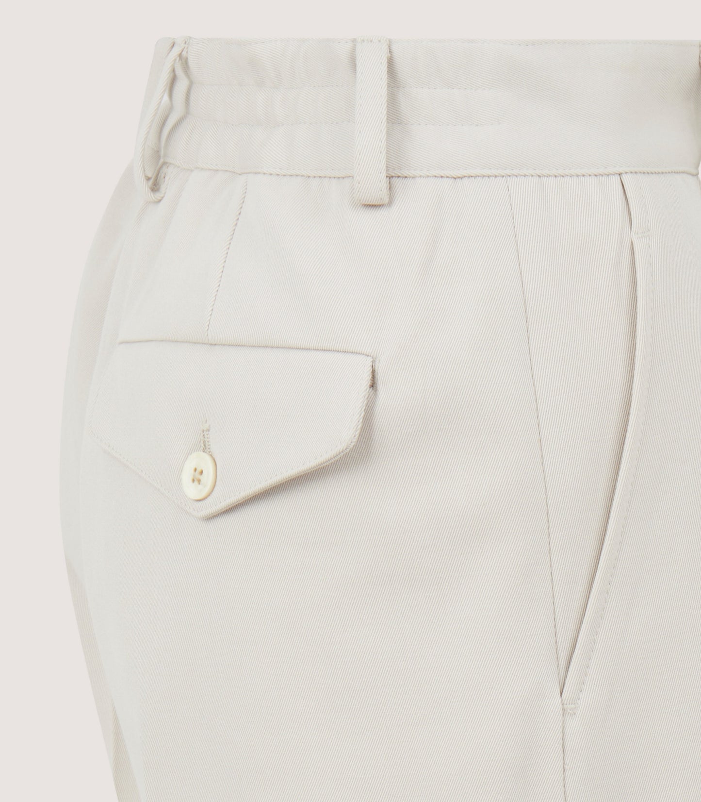 Women's Cotton Wool Flat Front Trouser in Pale Stone