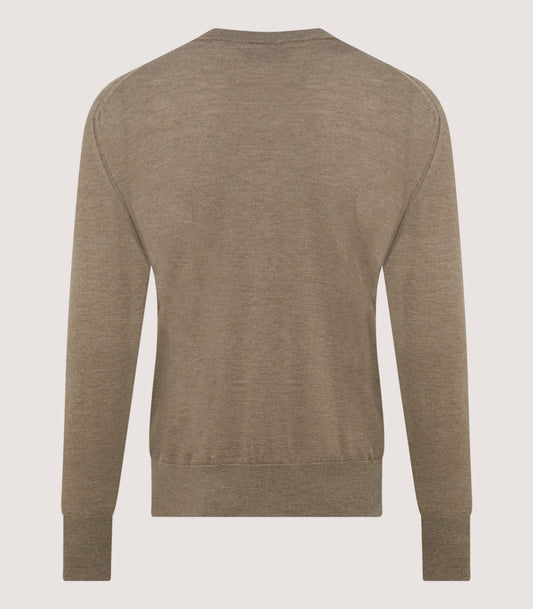 Men's Cashmere Seamless Crew Neck in Taupe