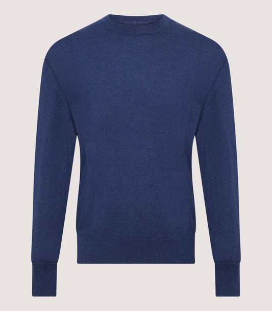 Men's Cashmere Seamless Crew Neck in Canvas Blue