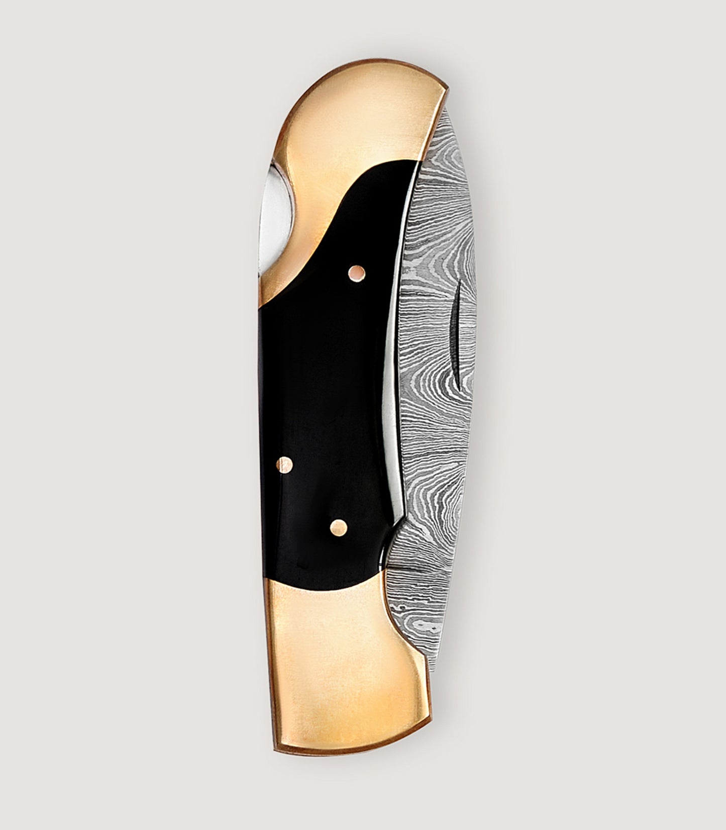 Damascus Folding Knife In Buffalo Horn old