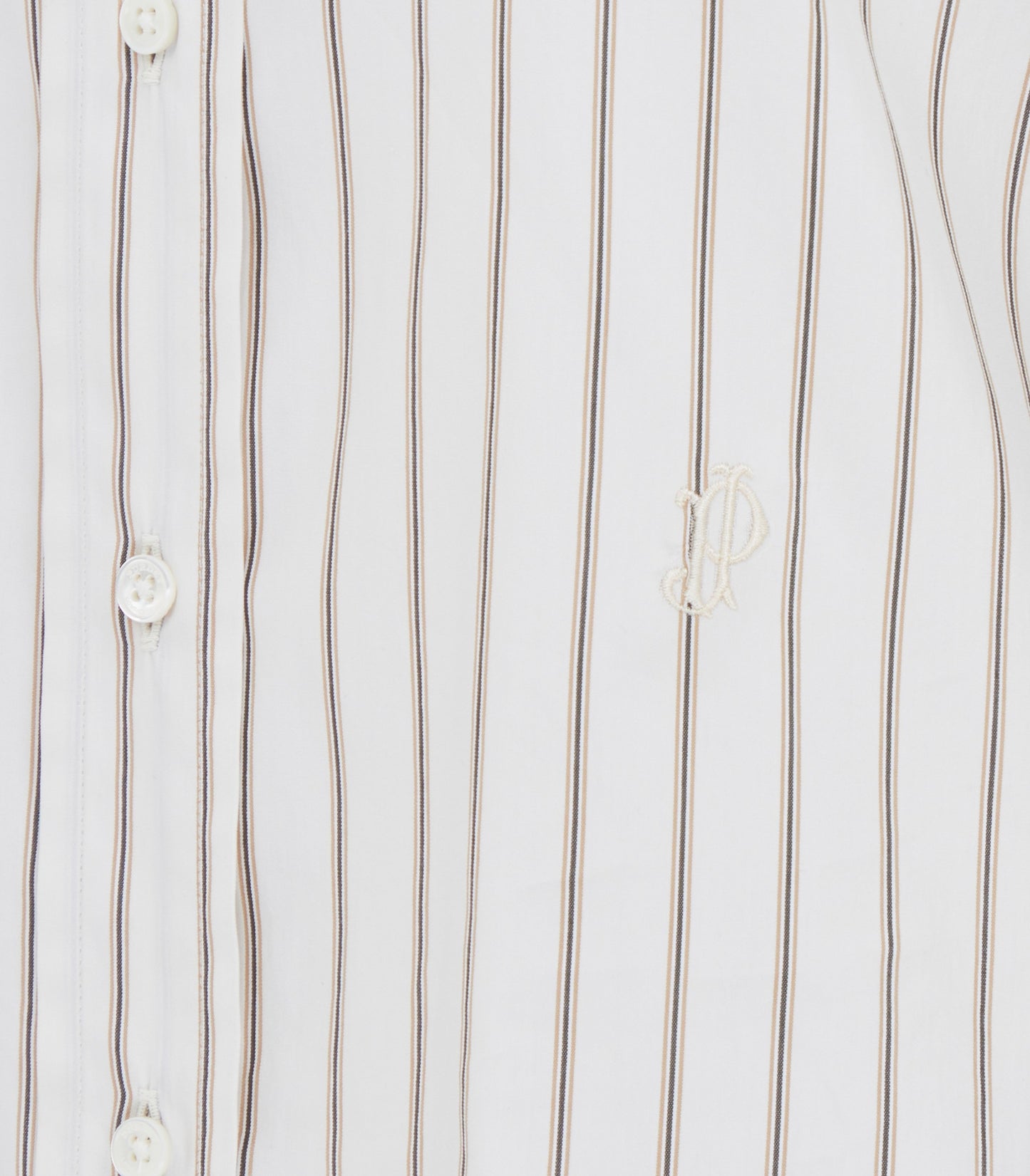 Women's Cotton Silk Stripe Shirt in Pale Stone