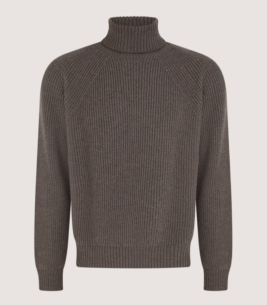 Men's St Ives Fisherman Rib Jumper in Taupe