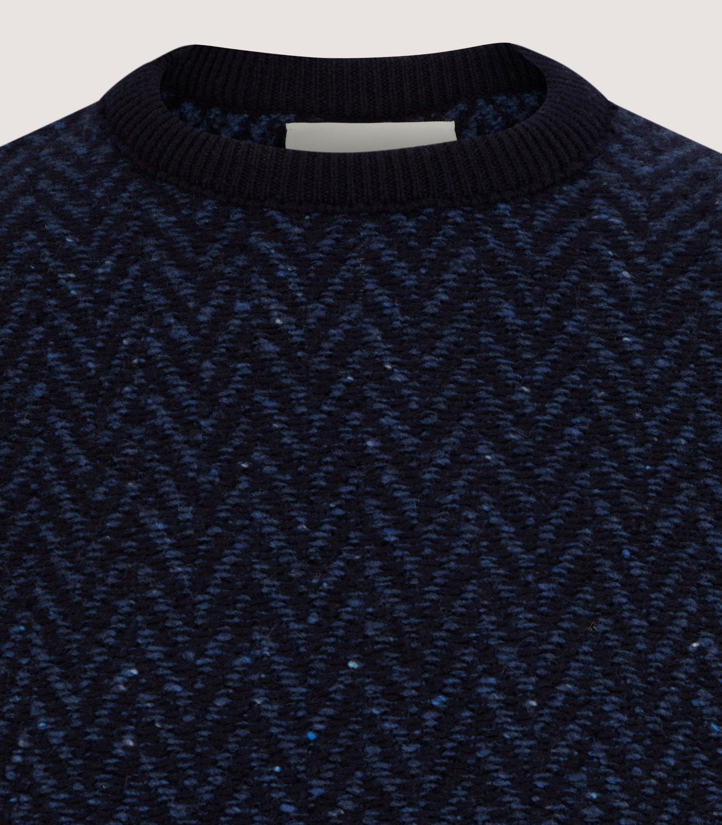 Men's Hertford Herringbone Crew Neck Jumper in Midnight Blue
