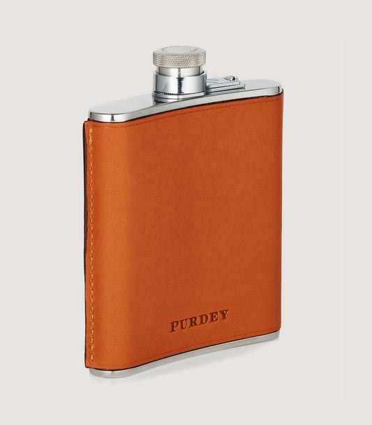 6oz Leather Flask In Tan
