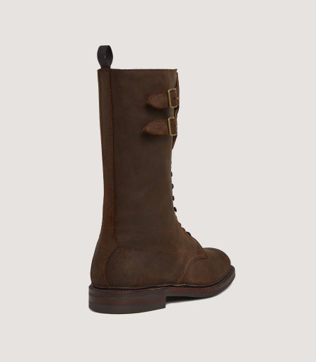 Men's Rough Out Nubuck Twin Strap Boot With Ridgeway Sole In Dark Brown