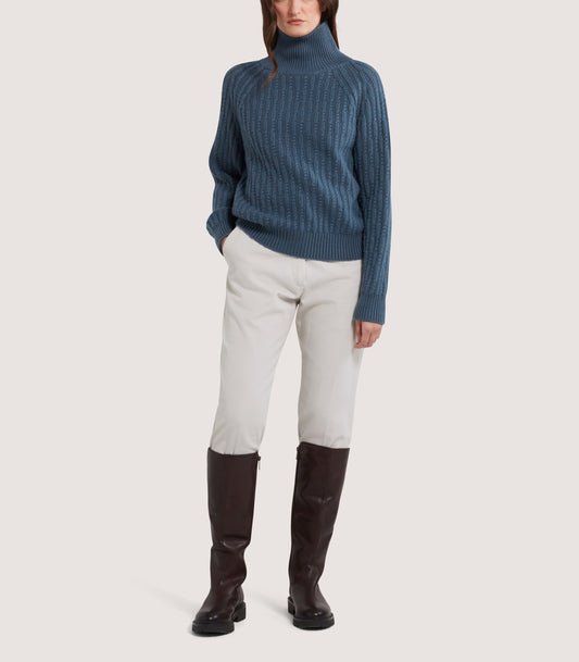 Women's Annabel Roll Neck in Canvas Blue