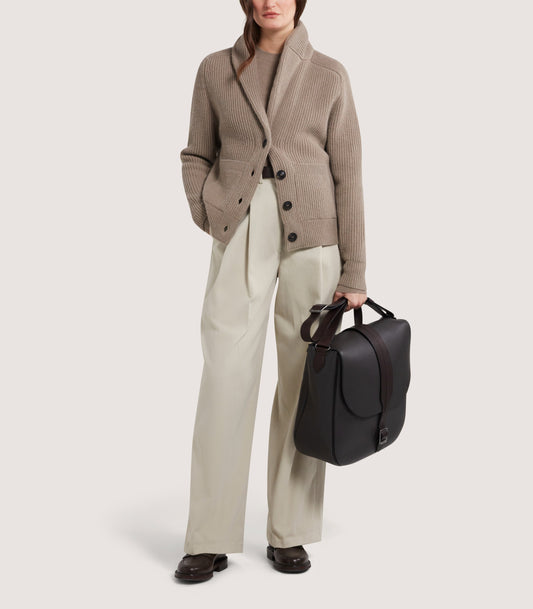 Women's Clifford Ribbed Cardigan in Taupe