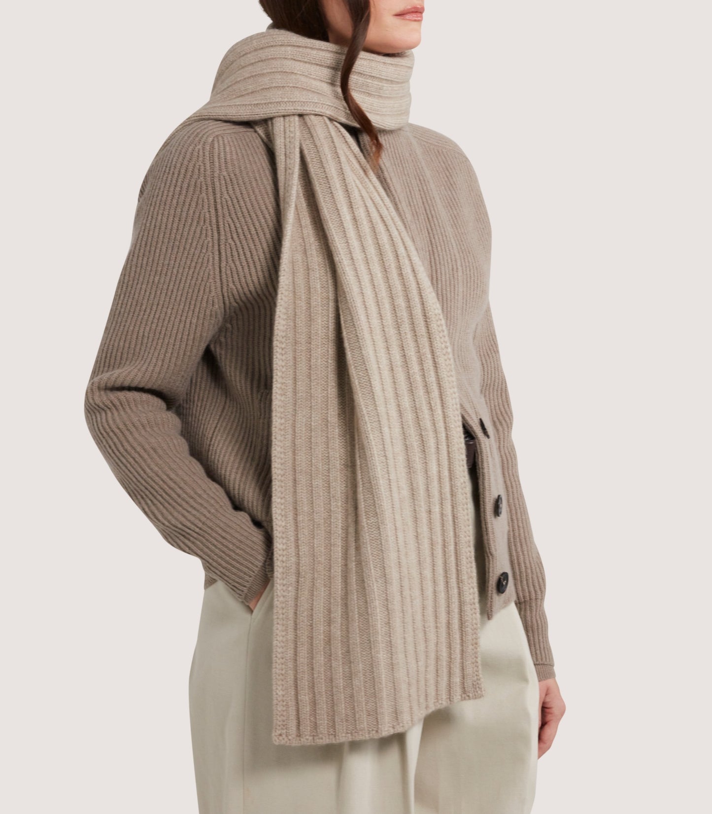 Women's Clifford Ribbed Cardigan in Taupe
