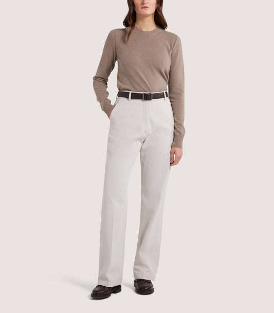 Women's Cork Crew Neck Jumper in Taupe