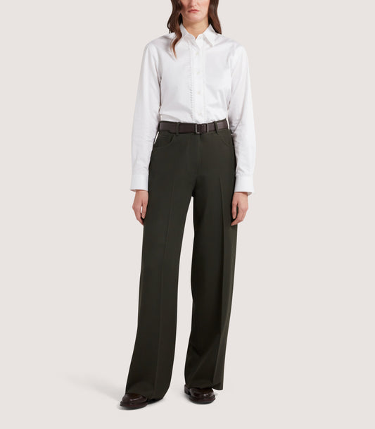 Women's Lace Placket Shirt in White