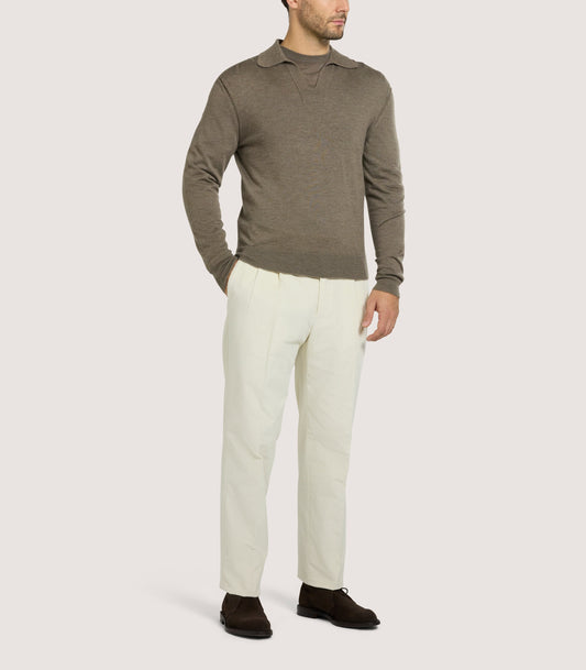 Men's Cashmere Duke Polo in Taupe