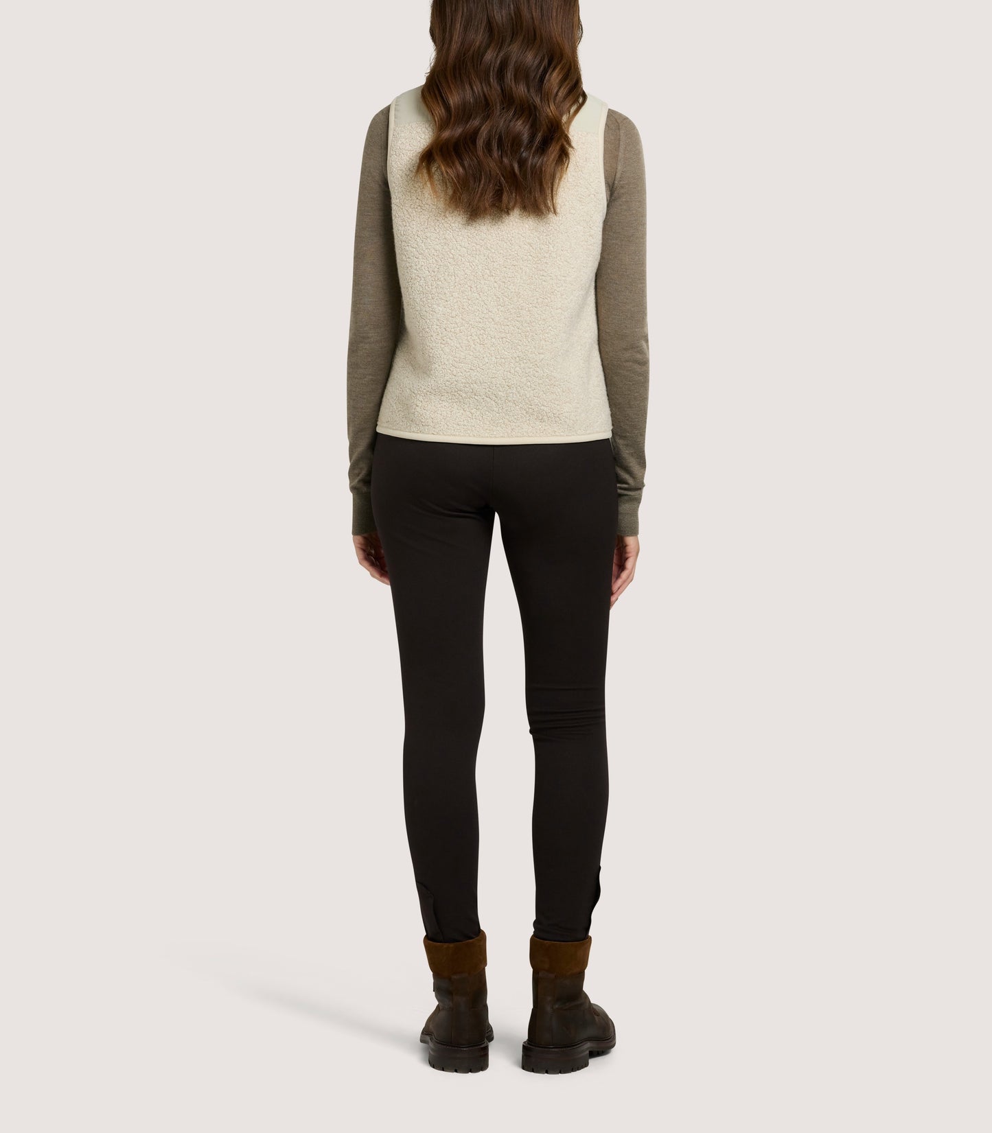 Women's Merino Lux Fleece Gilet in Taupe