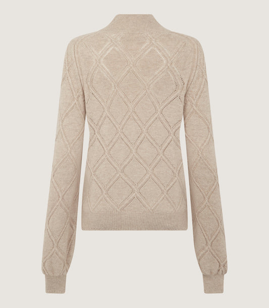 Women's Cashmere Cable Sweater in Oatmeal