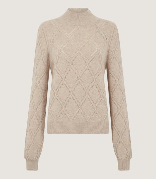 Women's Cashmere Cable Sweater in Oatmeal