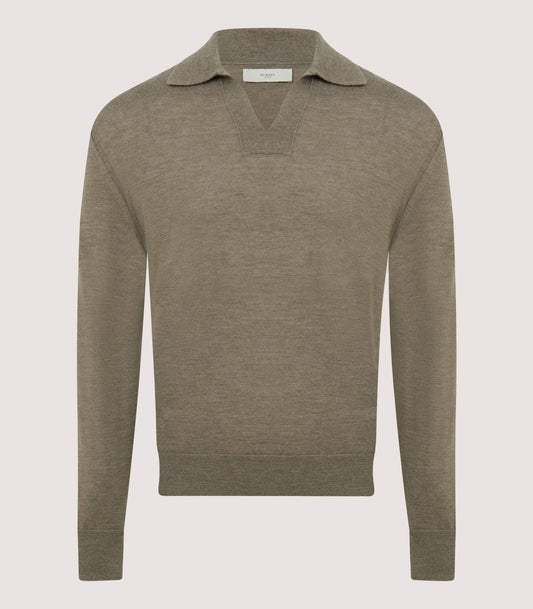 Men's Cashmere Duke Polo in Taupe