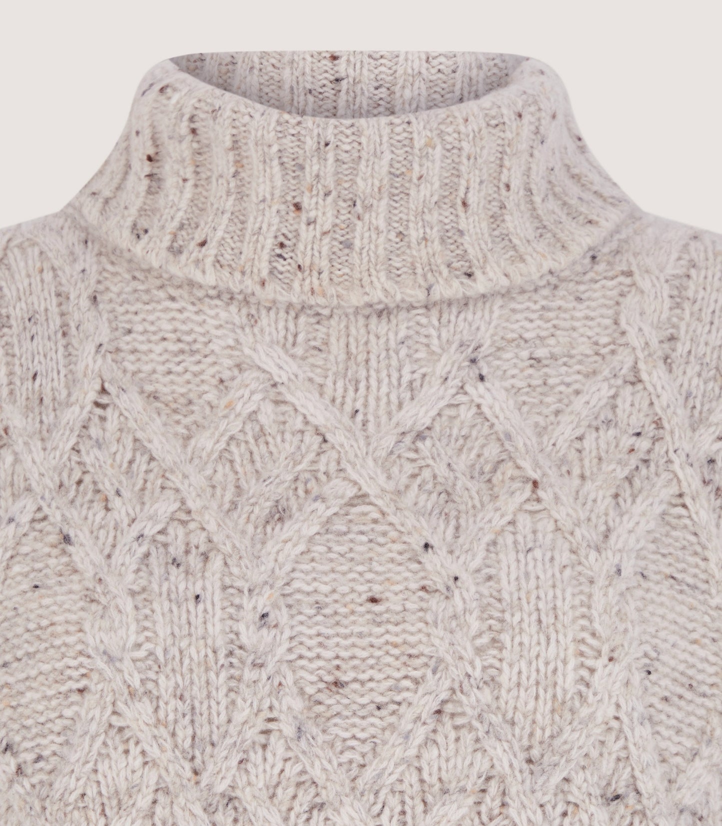 Women's Cashmere Donegal High Neck Tunic Sweater in Ivory