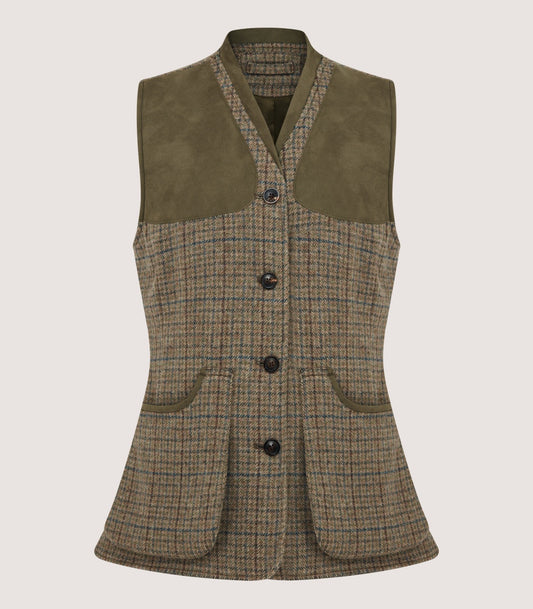 Women's Tweed Sporting Vest in Maree
