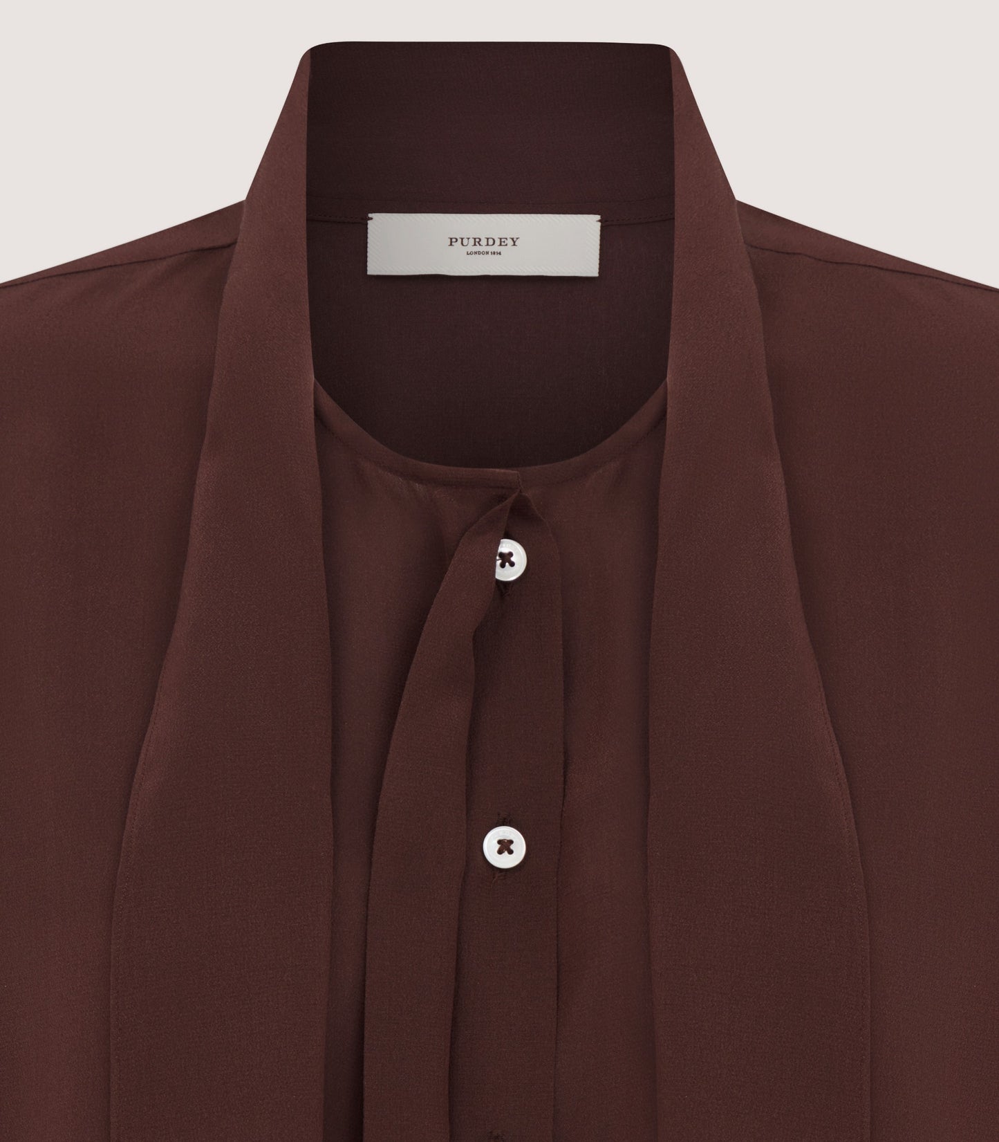 Women's Silk Scarf Neck Blouse in Umber