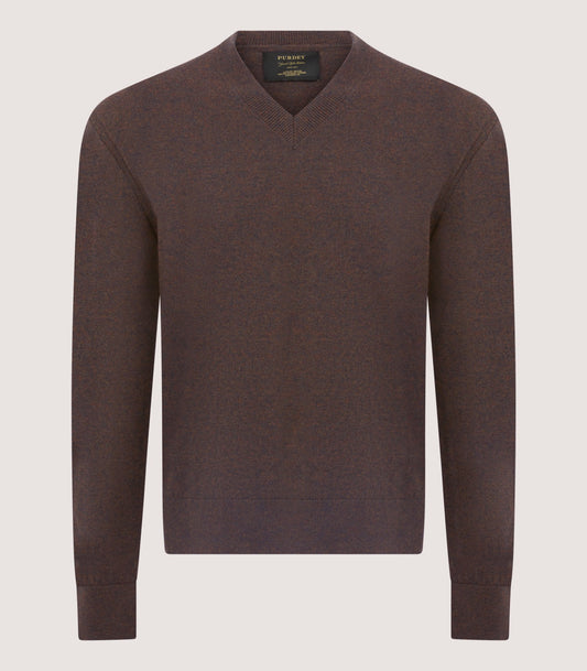 Men's Ensay British Outdoor V Neck Jumper in Oak