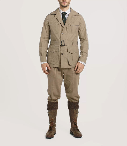 Men's Dry Wax Safari Jacket In Taupe