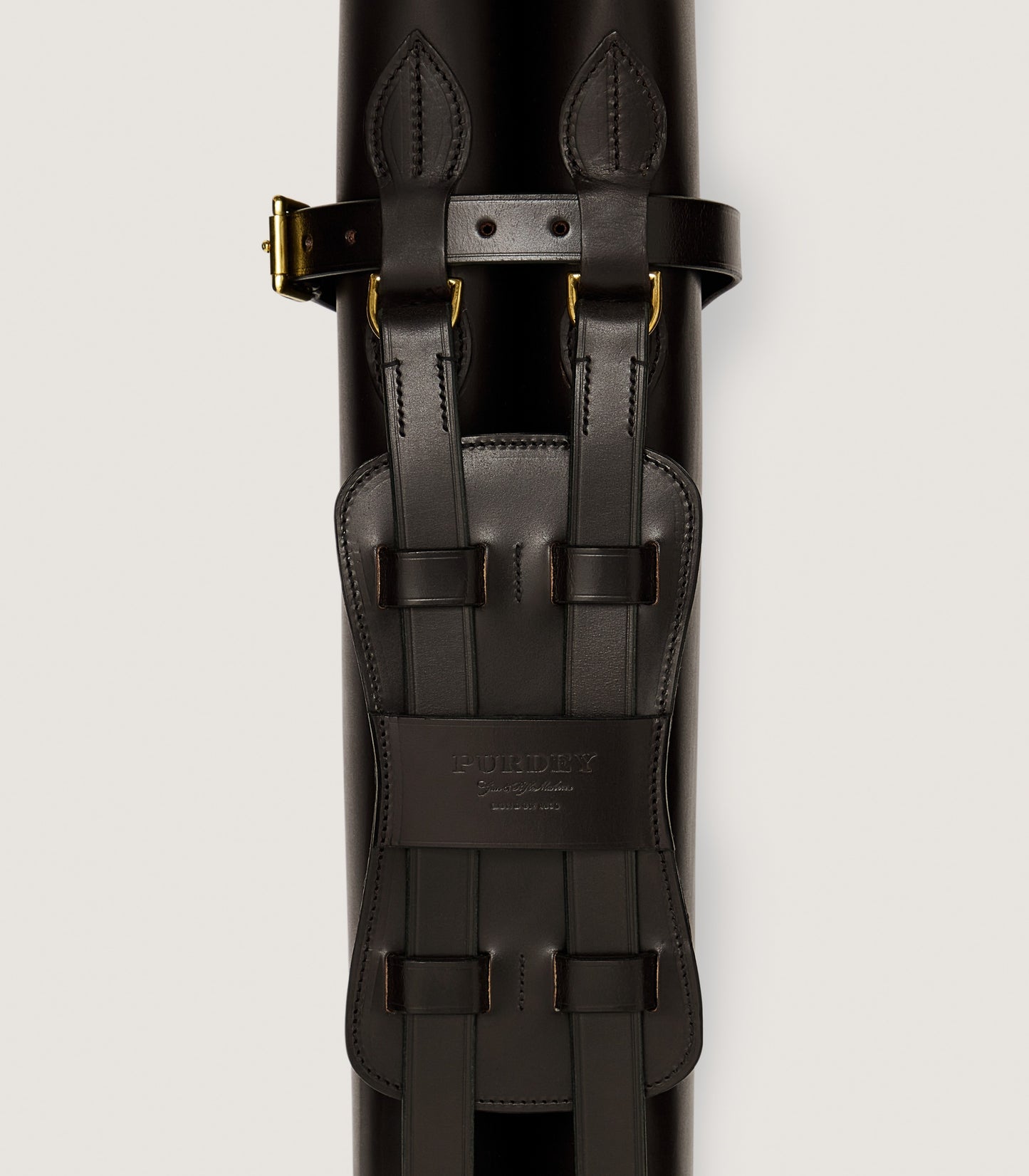 Bridle Leather Double Gun Cover In Dark Brown