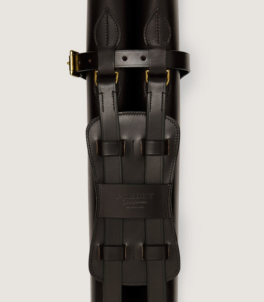 Bridle Leather Double Gun Cover In Dark Brown