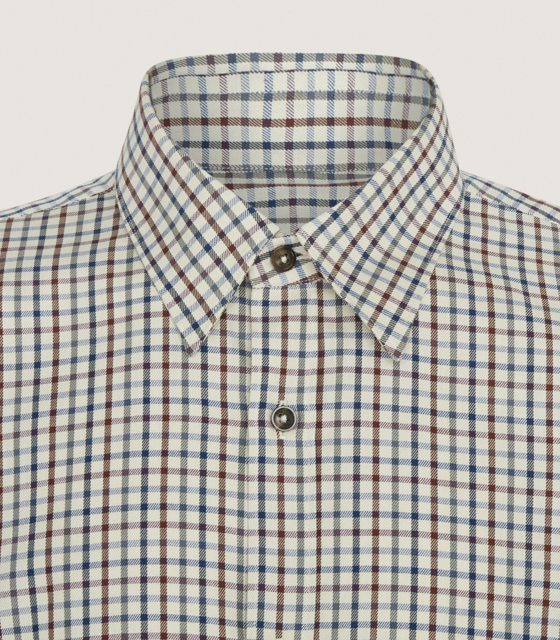 Men's Cotton Tattersall Classic Shirt in Flax