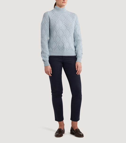 Women's Cashmere Cable Sweater In Pine Green