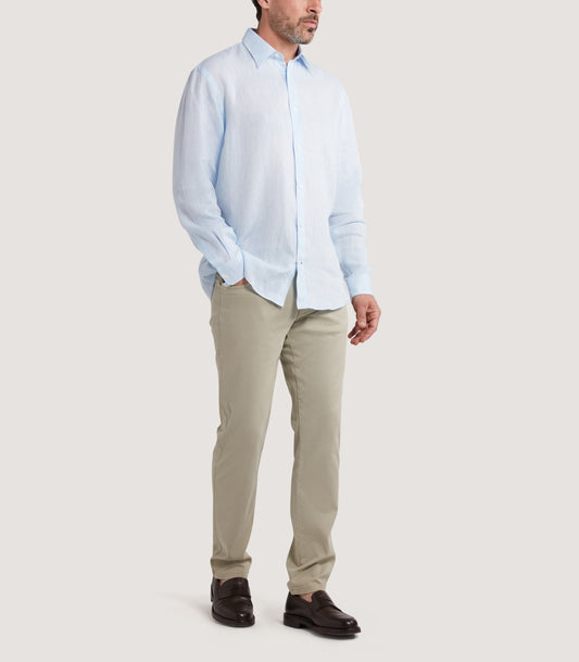 Men's Classic Linen Shirt in Cornflower Blue