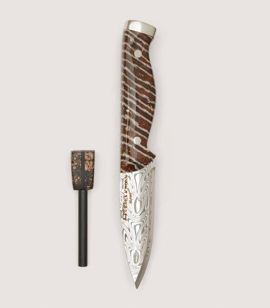 Damascus Bushcraft Knife In Mammoth