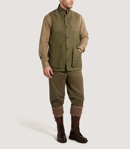 Men's High Collar Ventile Summer Sporting Vest in Olive