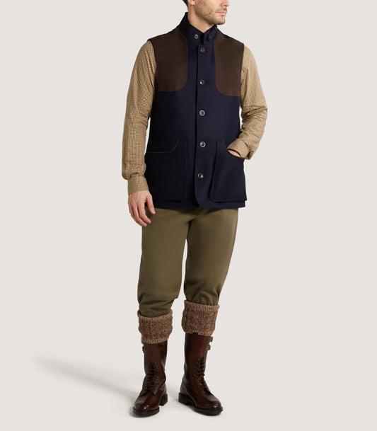Men's High Collar Sporting Vest In Navy
