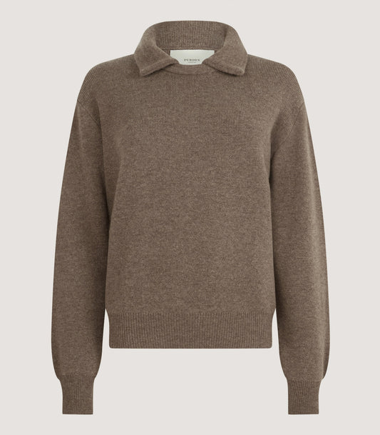 Women's Berkeley Shirt Collar Sweater in Taupe