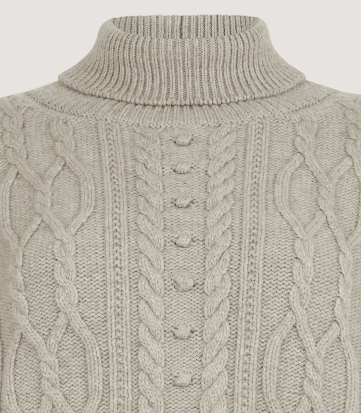 Women's Bruton Cable Knit Roll Neck Sweater in Oat