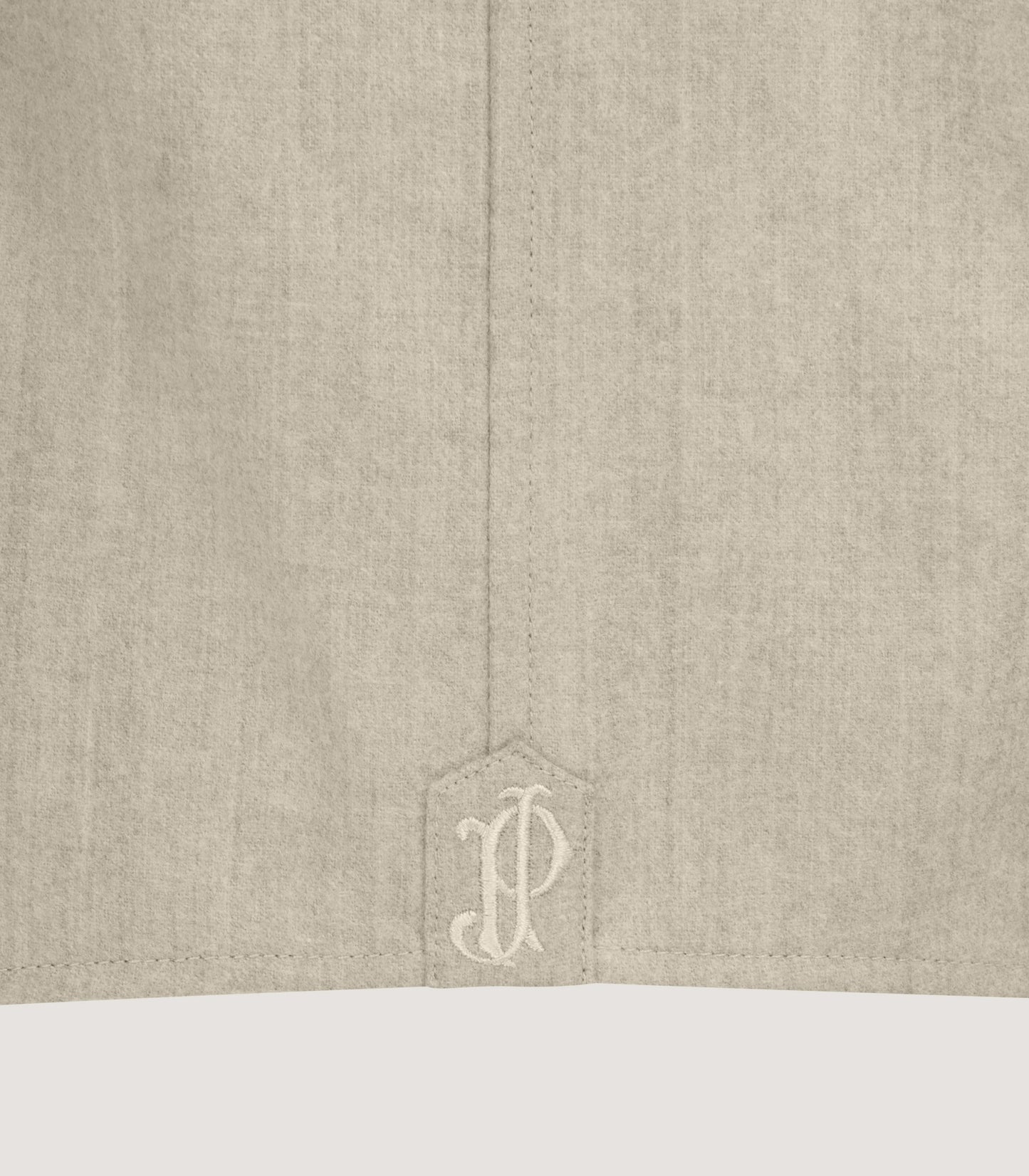 Men's Wool Cut Away Collar Shirt in Stone