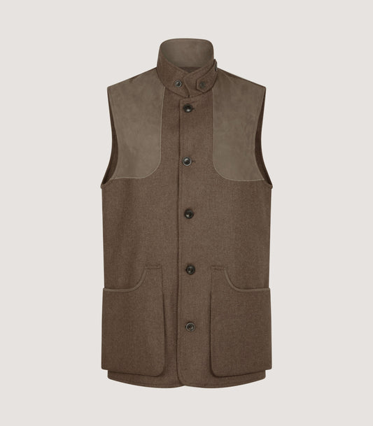 Men's High Collar Cashmere Tweed Shooting Vest in Percy