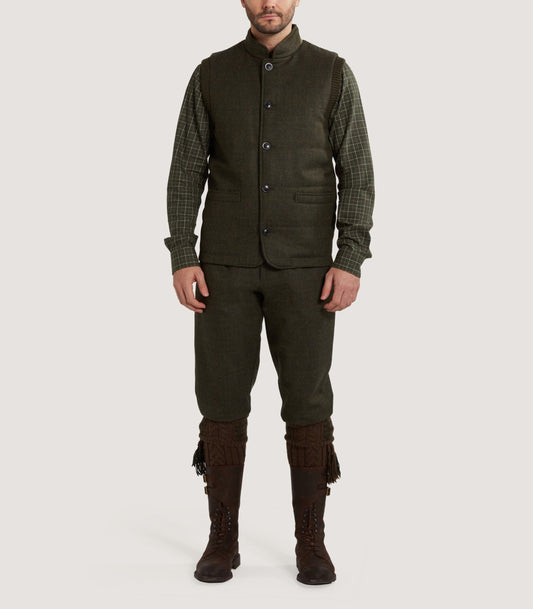 Clarges Knit and Fabric Hybrid Vest in Loden