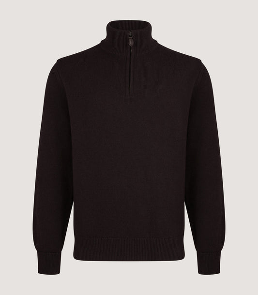 Men's Hertford Quarter Zip Sweater in Chocolate
