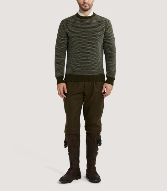 Men's Hamilton Bicolour Round Neck Sweater in Military